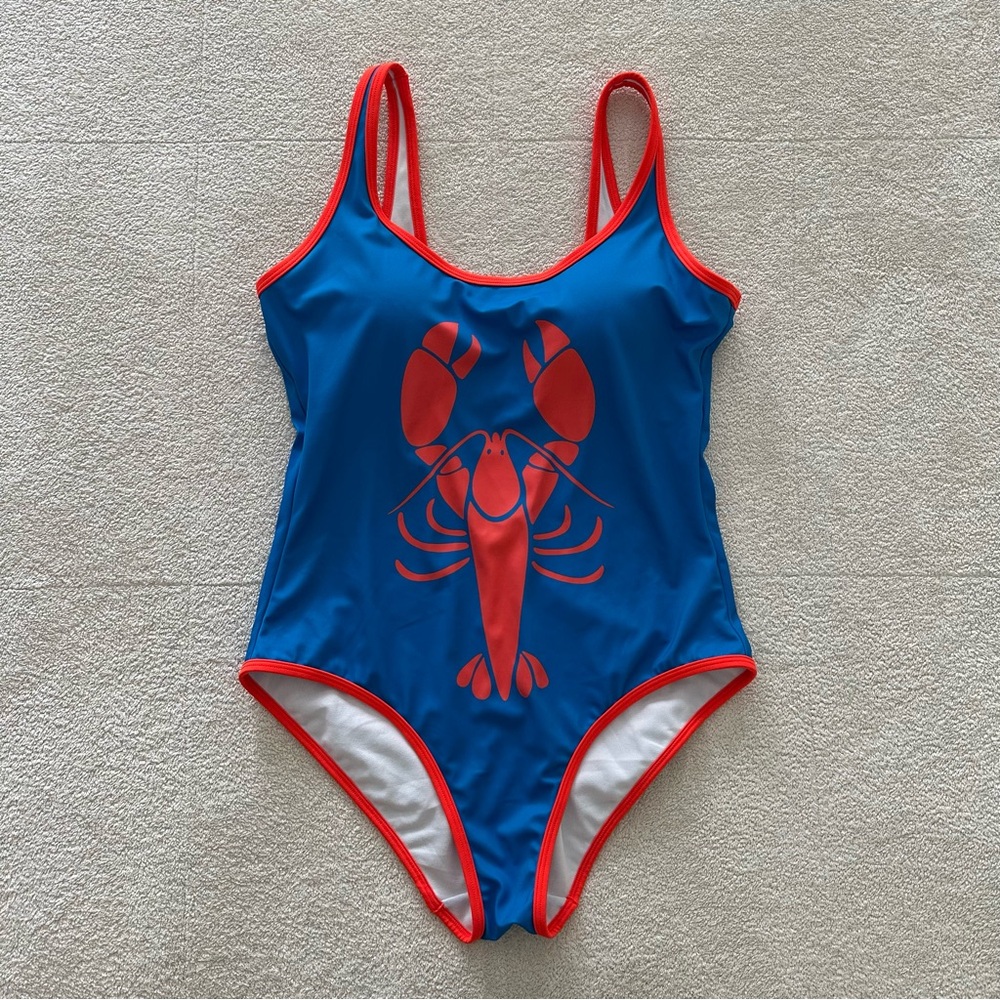 Boden Bright Blue & Red Lobster Swimsuit US 8